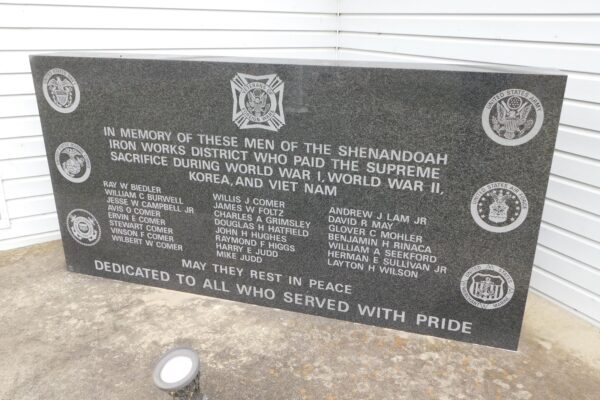 SHENANDOAH IRON WORKS DISTRICT WAR VETERANS MEMORIAL