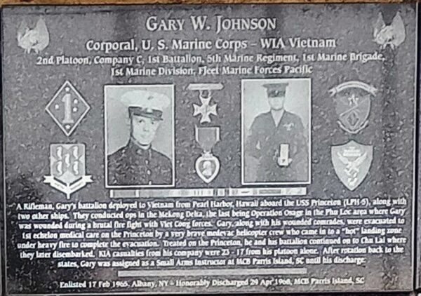 GARY W. JOHNSON WAR MEMORIAL PLAQUE