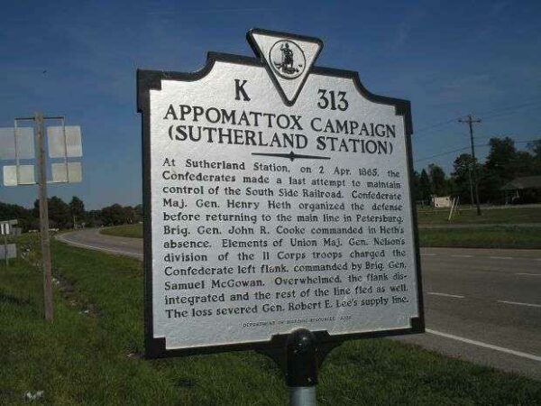 APPOMATTOX CAMPAIGN (SUTHERLAND STATION) MEMORIAL MARKER