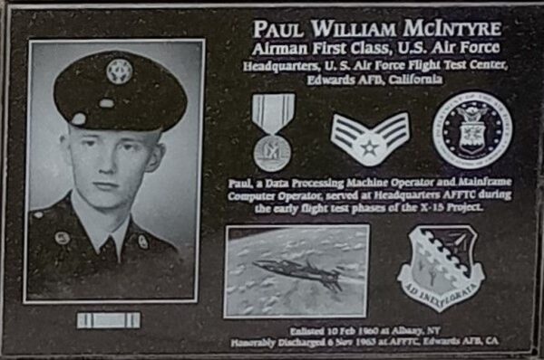 PAUL WILLIAM MCINTYRE WAR MEMORIAL PLAQUE