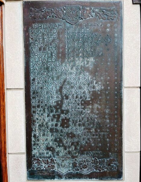 BASILICA OF THE SACRED HEART WORLD WAR MEMORIAL PLAQUE B