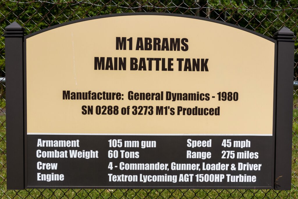 M1 ABRAMS MAIN BATTLE TANK MEMORIAL MARKER