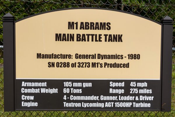 M1 ABRAMS MAIN BATTLE TANK MEMORIAL MARKER