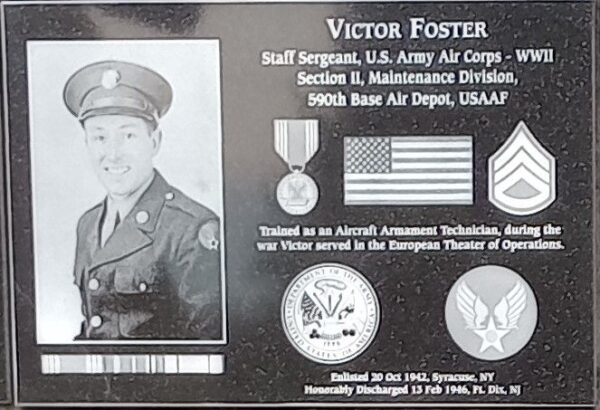 VICTOR FOSTER WAR MEMORIAL PLAQUE