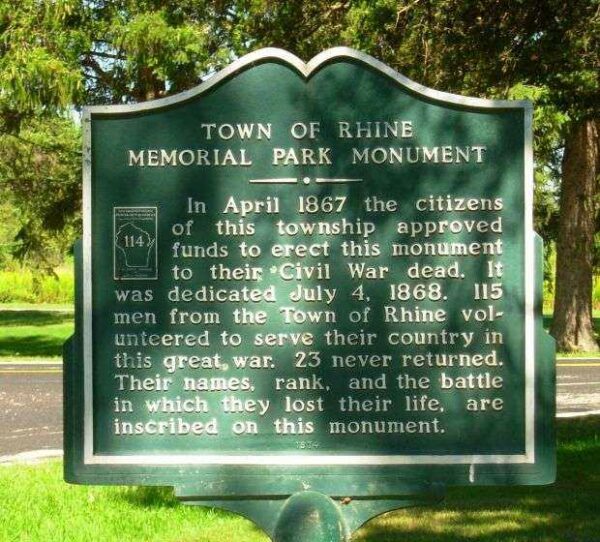 TOWN OF RHINE MEMORIAL PARK MONUMENT MARKER