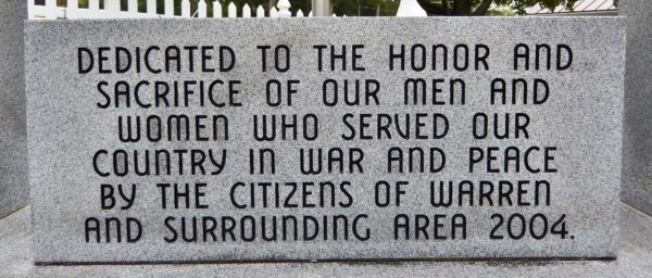 CITIZENS OF WARREN VETERANS MEMORIAL BELL STONE