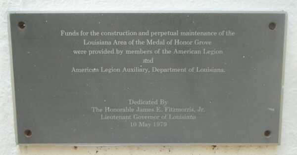 LOUISIANA MEDAL OF HONOR WAR MEMORIAL GROVE PLAQUE