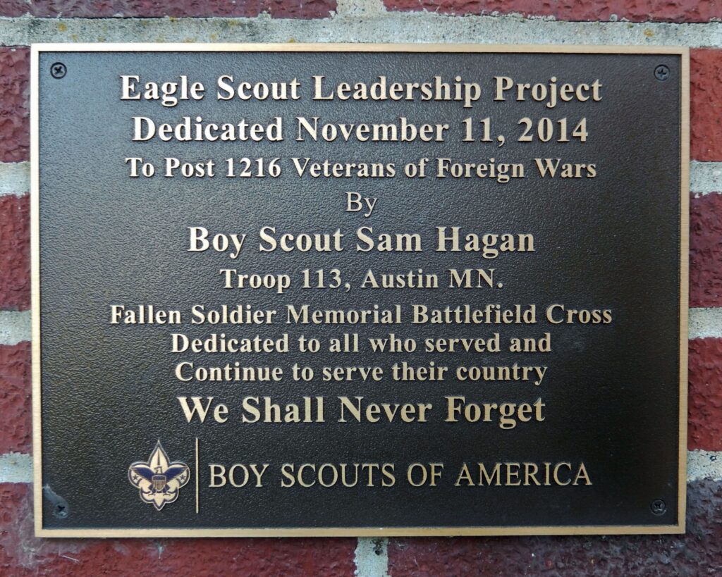 FALLEN SOLDIER MEMORIAL BATTLEFIELD CROSS PLAQUE B
