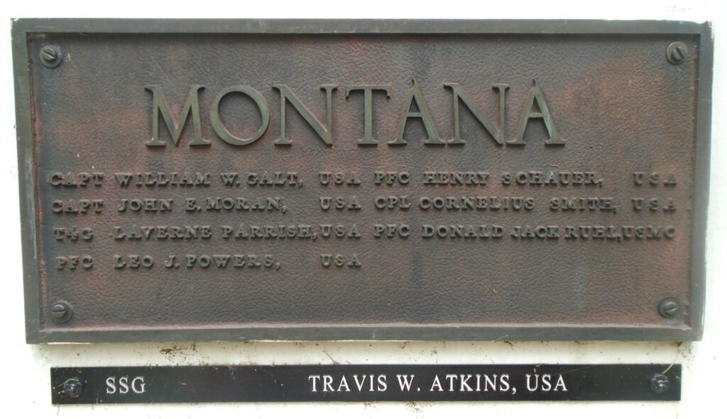 MONTANA MEDAL OF HONOR RECIPIENTS WAR MEMORIAL PLAQUE