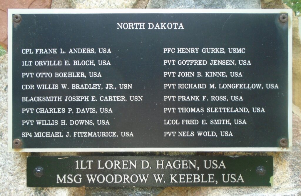 NORTH DAKOTA MEDAL OF HONOR RECIPIENTS WAR MEMORIAL PLAQUE