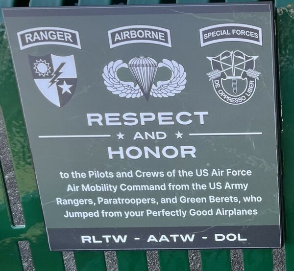 SPECIAL OPS MEMORIAL BENCH PLAQUE A