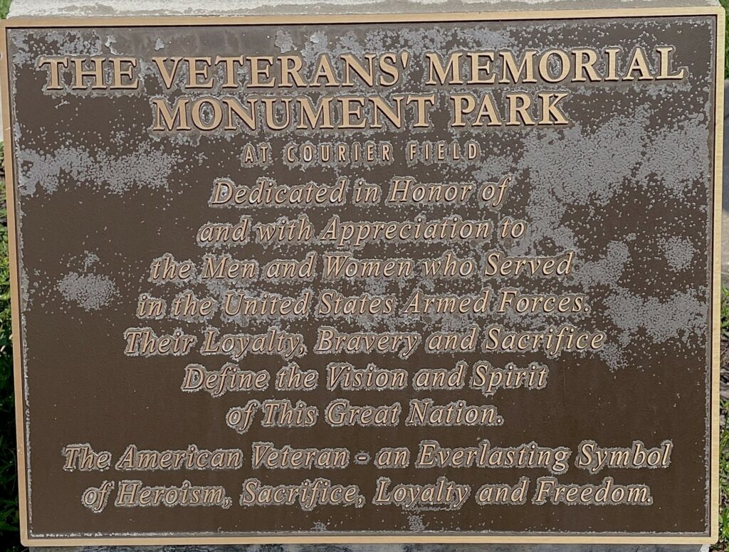 THE VETERANS’ MEMORIAL MONUMENT PARK PLAQUE A