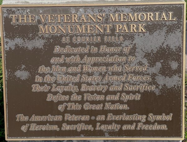 THE VETERANS’ MEMORIAL MONUMENT PARK PLAQUE A