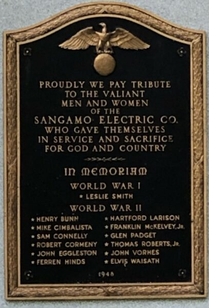 SANGAMO ELECTRIC CO. WAR MEMORIAL