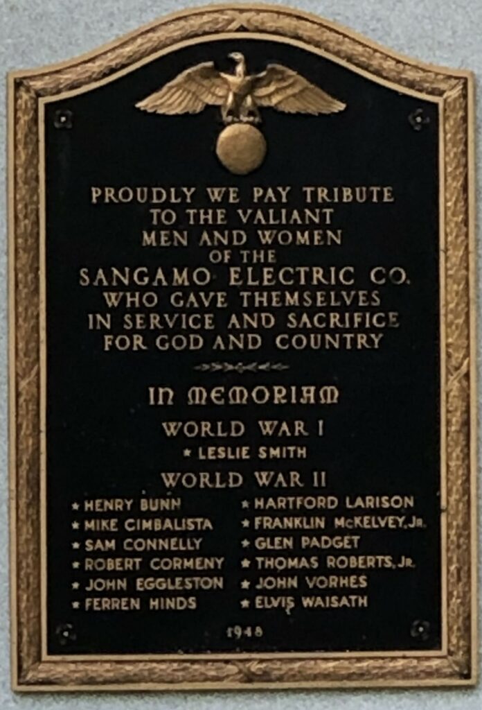 SANGAMO ELECTRIC CO. WAR MEMORIAL