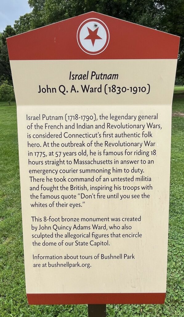 ISRAEL PUTNAM REVOLUTIONARY WAR MEMORIAL PLAQUE