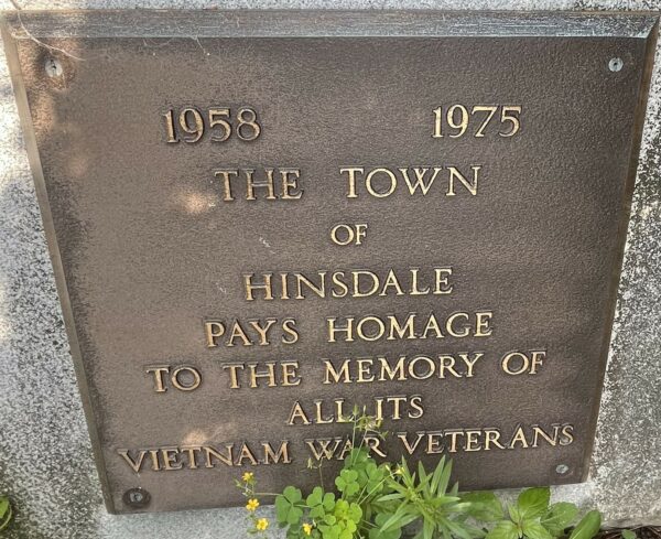 TOWN OF HINSDALE VIETNAM WAR MEMORIAL PLAQUE