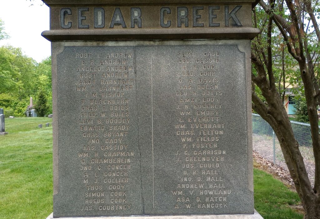 BOSTON TOWNSHIP CIVIL WAR MEMORIAL SIDE B
