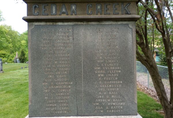 BOSTON TOWNSHIP CIVIL WAR MEMORIAL SIDE B
