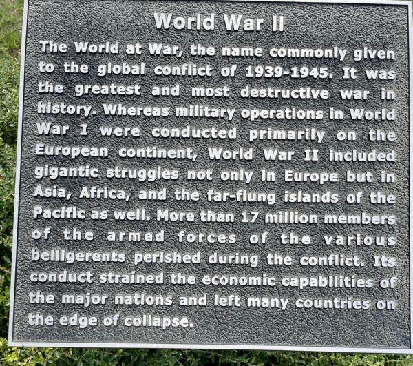 TAYLOR COUNTY WORLD WAR II MEMORIAL PLAQUE B