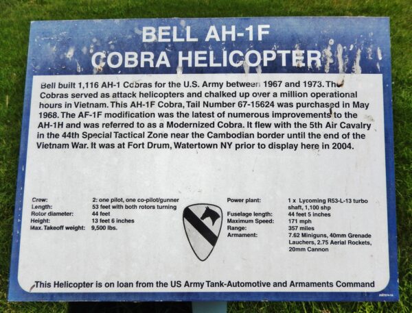 BELL AH-1F COBRA HELICOPTER MEMORIAL AIRCRAFT PLAQUE