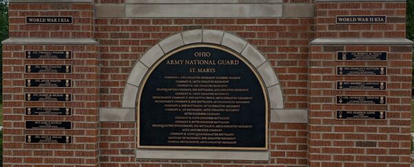 OHIO ARMY NATIONAL GUARD ST. MARYS MEMORIAL BUILDING FRONT CLOSE-UP