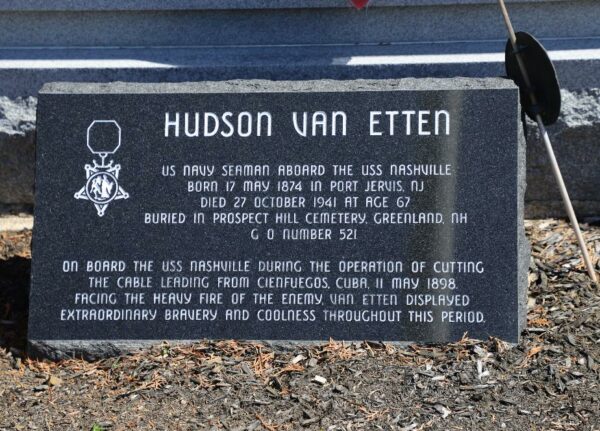 HUDSON VAN ETTEN MEDAL OF HONOR MEMORIAL STONE