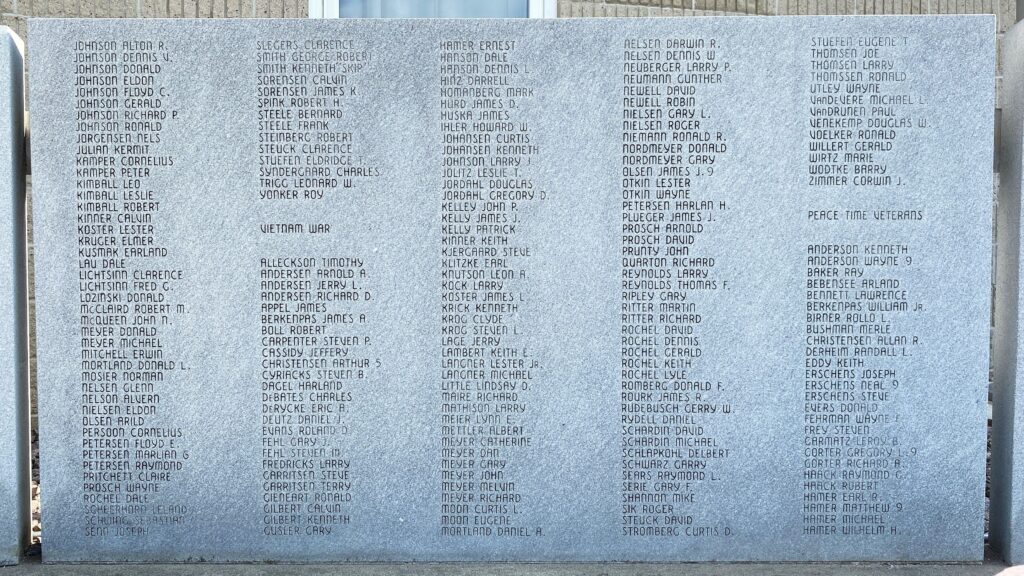 LAKE BENTON WAR VETERANS MEMORIAL STONE D