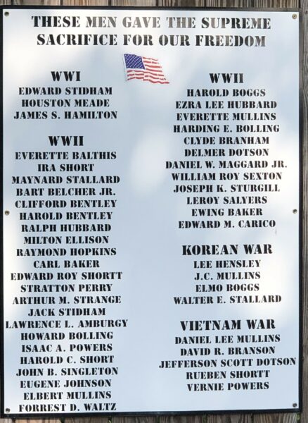 DOTSON-MULLINS WAR VETERANS MEMORIAL PLAQUE