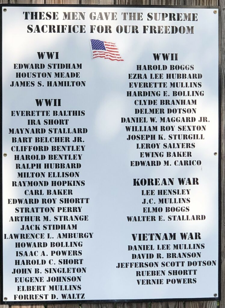 DOTSON-MULLINS WAR VETERANS MEMORIAL PLAQUE