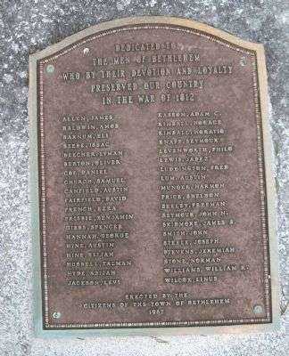 BETHLEHEM WAR OF 1812 MEMORIAL