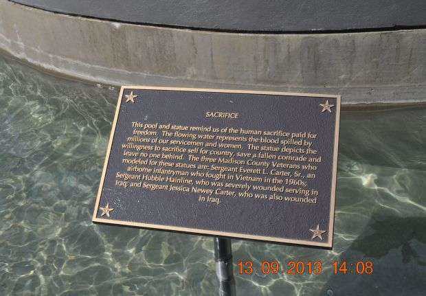 MADISON COUNTY MEMORIAL FOUNTAINS SACRIFICE PLAQUE