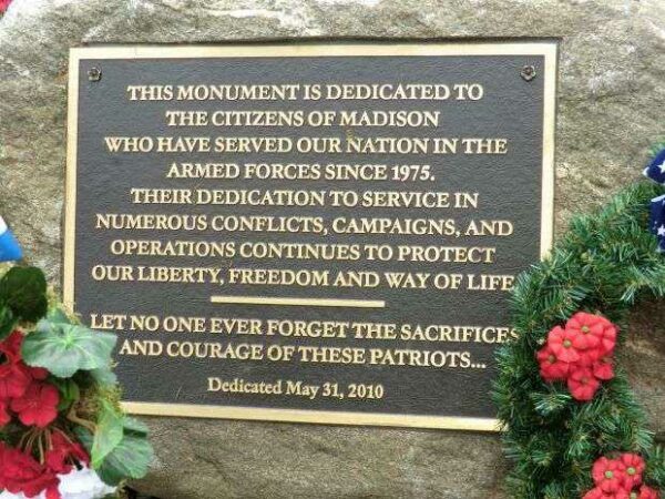 MADISON VETERANS MEMORIAL PLAQUE