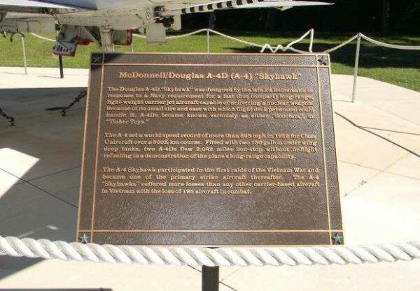A-4D (A-4) “SKYHAWK” MEMORIAL AIRCRAFT PLAQUE I