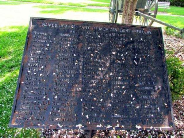 COMPANY A, 1ST MICHIGAN LIGHT ARTILLERY MEMORIAL PLAQUE I
