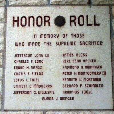 AMERICAN LEGION POST 104 MEMORIAL PLAQUE