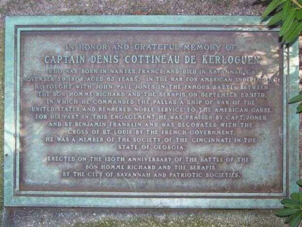 CAPTAIN DENIS COTTINEAU DE KERLOGUEN MEMORIAL PLAQUE