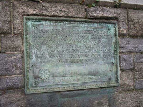 THE MAIN LINE OF DEFENCES REVOLUTIONARY WAR MEMORIAL PLAQUE