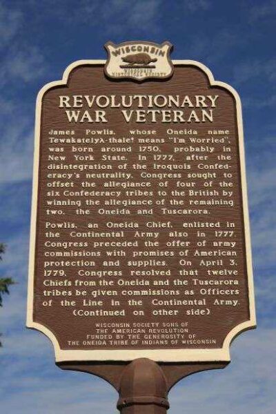 REVOLUTIONARY WAR VETERAN JAMES POWLIS MEMORIAL MARKER SIDE A