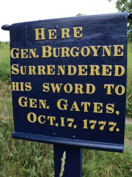 GEN. BURGOYNE SURRENDERED HIS SWORD WAR MEMORIAL MARKER