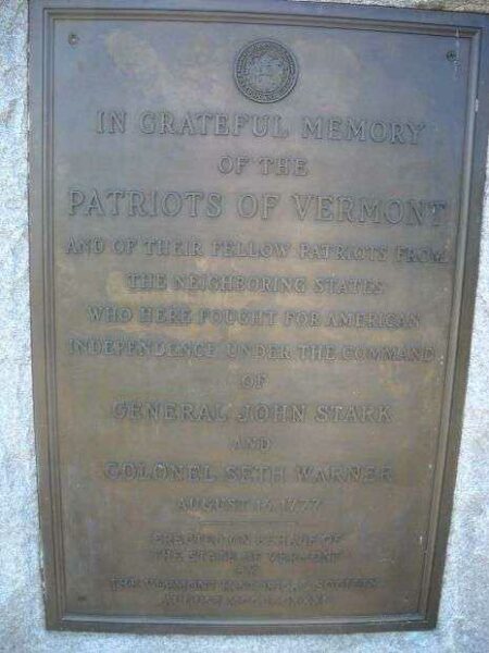 PATRIOTS OF VERMONT REVOLUTIONARY WAR MEMORIAL PLAQUE