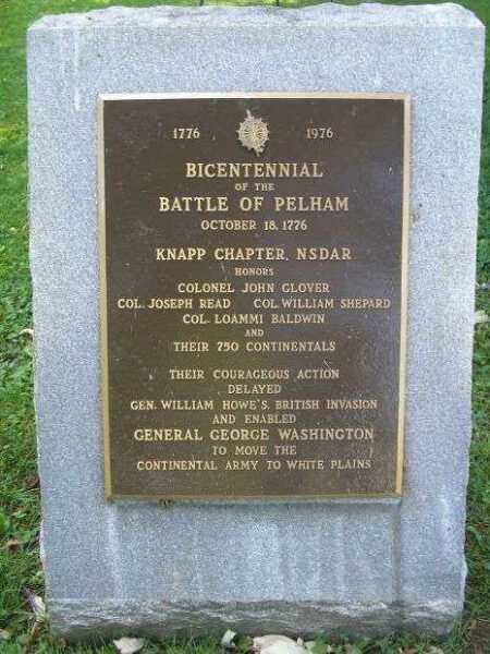 BICENTENNIAL BATTLE OF PELHAM REVOLUTIONARY WAR MEMORIAL