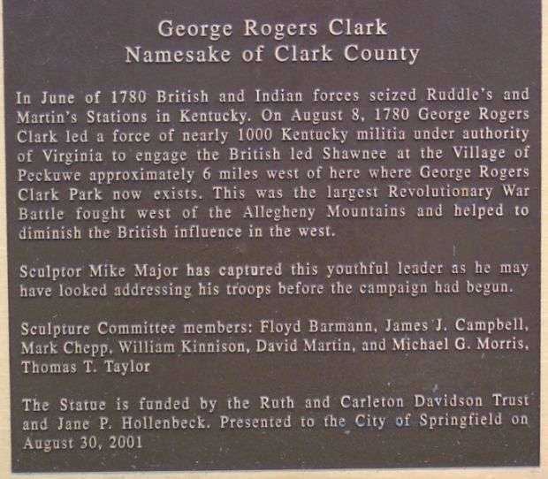 GEORGE ROGERS CLARK REVOLUTIONARY WAR MEMORIAL PLAQUE