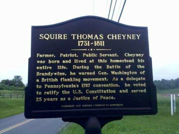 SQUIRE THOMAS CHEYNEY REVOLUTIONARY WAR MEMORIAL MARKER