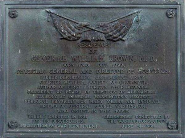 GENERAL WILLIAM BROWN, M.D. REVOLUTIONARY WAR MEMORIAL PLAQUE