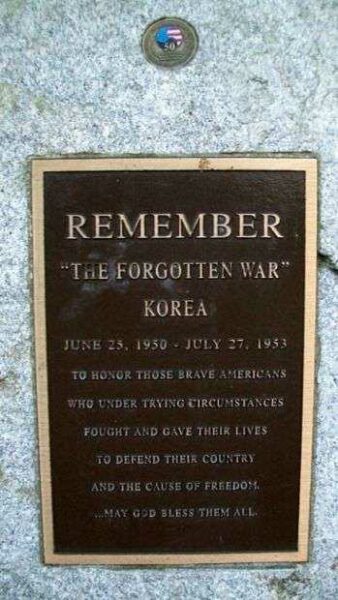 MONTEREY COUNTY KOREAN WAR MEMORIAL PLAQUE