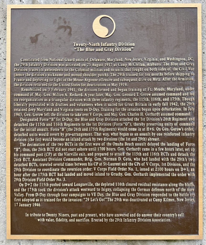 29TH INFANTRY DIVISION WAR MEMORIAL PLAQUE