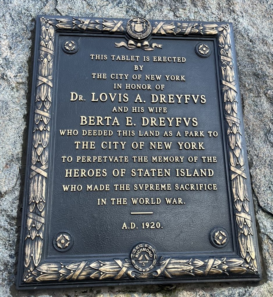 STATEN ISLAND WORLD WAR I MEMORIAL PLAQUE C