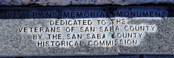 VETERANS OF SAN SABA COUNTY MEMORIAL DEDICATION STONE