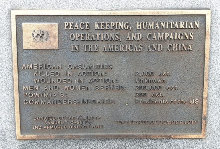 CANANDAIGUA PEACE KEEPING MEMORIAL PLAQUE